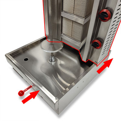 2/3/4 Branders Gas Type LPG/NG Roterende Shawarma Grill voor hoogproductieve kebab maken
