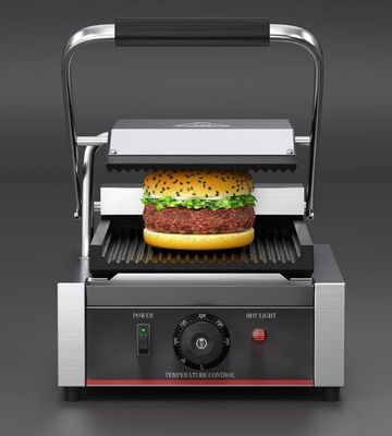 Commerciële elektrische gegrilde broodjes Panini maker met bovenste grill Grootte 215*215mm