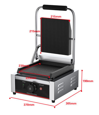 Commerciële elektrische gegrilde broodjes Panini maker met bovenste grill Grootte 215*215mm