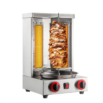 2-branders Commerciële gas gebruikt Rotary Mini Shawarma Doner Kebab Grill Machine voor LPG/NG
