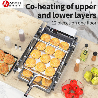 22 kg capaciteit 2 lagen hamburgerbroodje broodrooster machine met verwarming plaat maat 440 * 320mm
