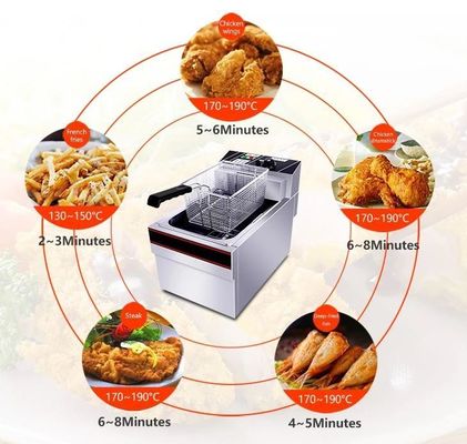 Roestvrij staal deep fryer 13l Capaciteit Temperatuurbereik 50-200C voor hotel restaurant