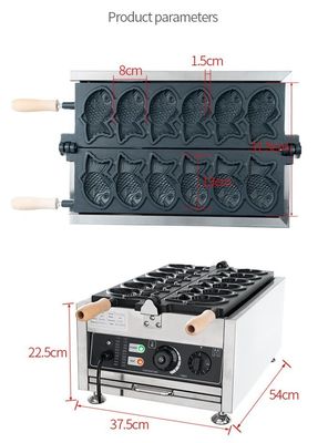 Koreaanse vistaart Commerciële elektrische Taiyaki wafelmaker met 18 kg roestvrij staal