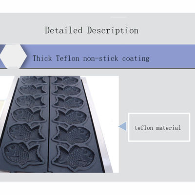 Roestvrij staal Taiyaki maken machine voor snack apparatuur en 128x8x78mm vis grootte