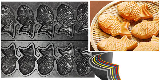 Roestvrij staal Taiyaki maken machine voor snack apparatuur en 128x8x78mm vis grootte