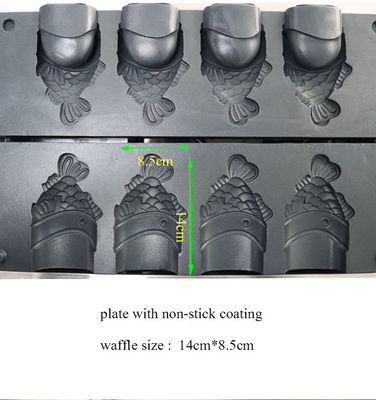 Maak perfecte snacks met onze commerciële niet-stick 4pcs ijs open mond vis wafel maker