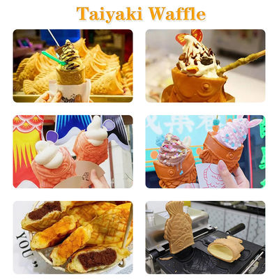 1400W Taiyaki Waffle Maker Elektrische visvormige ijsconusmachine