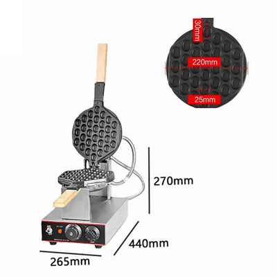 Roestvrij staal niet-klevend mini hartvormige kegel bubbel wafelmaker voor snackmachine