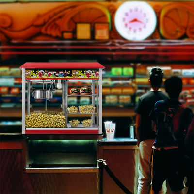 Elektrische popcornmachine 860*420*740mm Grote capaciteit Commerciële met voedselwarmer