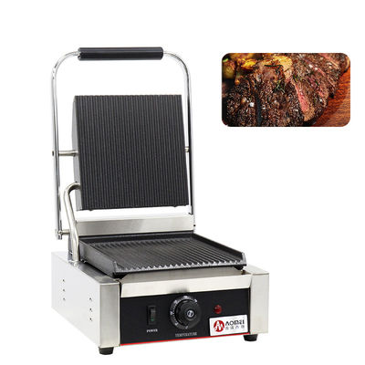 Roestvrij staal enkel hoofd Panini Press Grill Sandwich Electric Contact Grill Commercieel