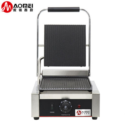 Roestvrij staal enkel hoofd Panini Press Grill Sandwich Electric Contact Grill Commercieel