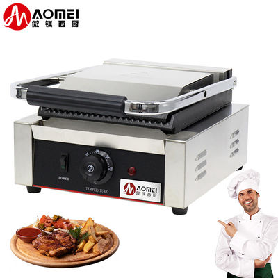 Roestvrij staal enkel hoofd Panini Press Grill Sandwich Electric Contact Grill Commercieel