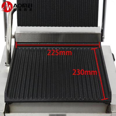 Roestvrij staal enkel hoofd Panini Press Grill Sandwich Electric Contact Grill Commercieel