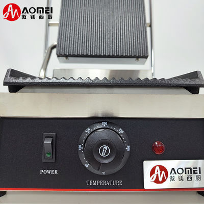 Roestvrij staal enkel hoofd Panini Press Grill Sandwich Electric Contact Grill Commercieel