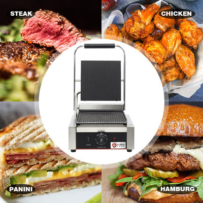 Roestvrij staal enkel hoofd Panini Press Grill Sandwich Electric Contact Grill Commercieel