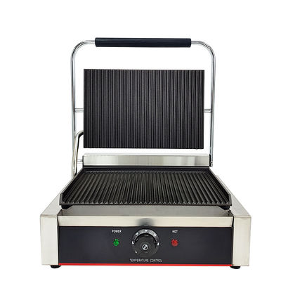220v elektrische contactgrill met volle gegroeve platen en afneembare oliecollector