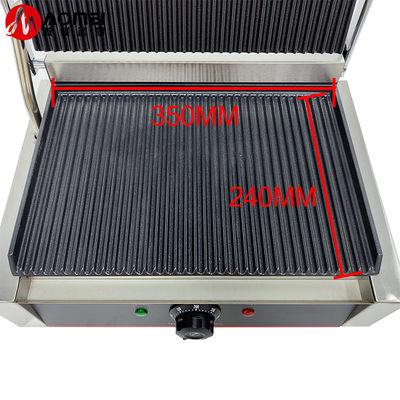 220v elektrische contactgrill met volle gegroeve platen en afneembare oliecollector