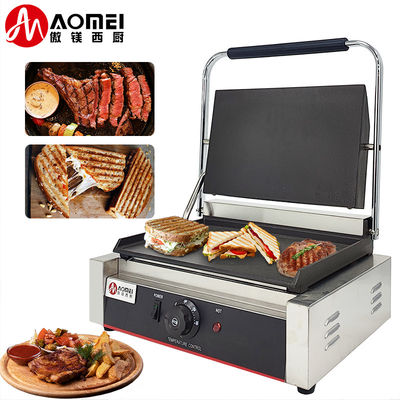 Rookloze functie Alle roestvrij staal elektrische Panini contact grill voor commerciële