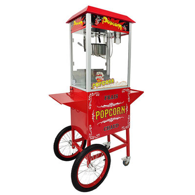 Elektrische commerciële popcorn maker met winkelwagen en rode kleur
