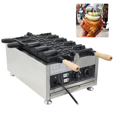 220v elektrische 5 stuks open mond visvorm wafelaar Taiyaki machine 375*700*290
