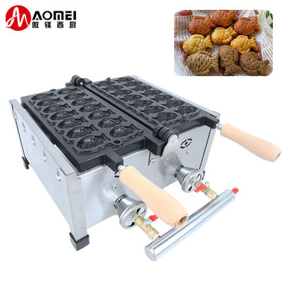 Taiyaki Gas Type Mini Fish Waffle Maker met 410x360x210mm voor Japanse Taiyaki Snack Food