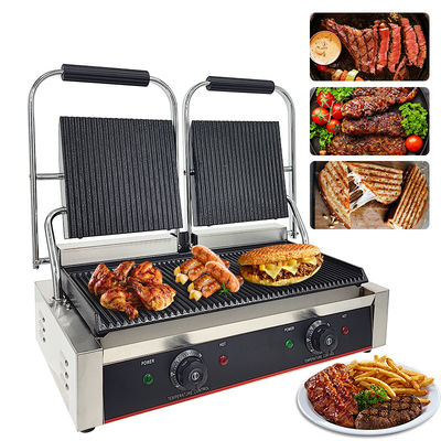 215*215mm Grillgrootte Elektrische Panini Press Contact Grill voor horecabedrijven