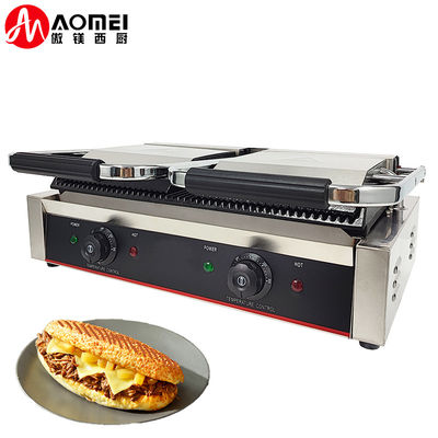 215*215mm Grillgrootte Elektrische Panini Press Contact Grill voor horecabedrijven