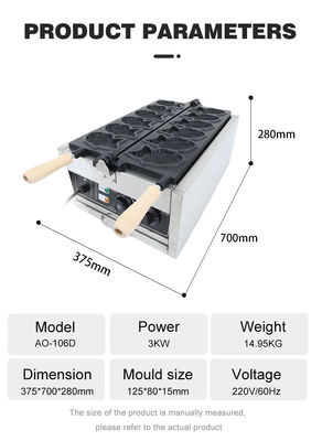 68x40x43.5 cm Bungeoppang Waffle Maker 6 Taiyaki Waffels Verpakking Grootte 67*43*33 cm