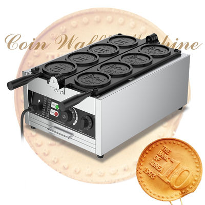 110v 220v commerciële muntvormige wafelfabriek voor populaire straatsnacks Custom 4 plakjes