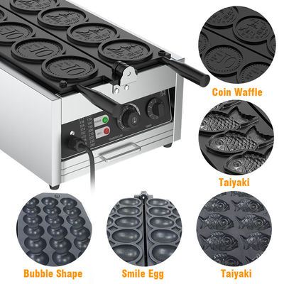 110v 220v commerciële muntvormige wafelfabriek voor populaire straatsnacks Custom 4 plakjes
