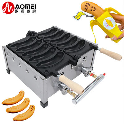 AM-05R Nonstick Coating Banana Shape Waffle Makers voor 5pcs Electric Long Waffles