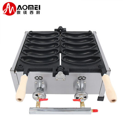 AM-05R Nonstick Coating Banana Shape Waffle Makers voor 5pcs Electric Long Waffles