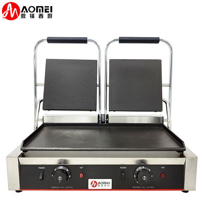 Roestvrij staal gietijzer Panini contact grill maker voor restaurant bakkerij snack 220v
