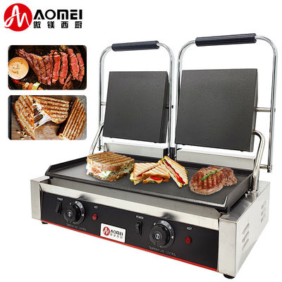 Roestvrij staal gietijzer Panini contact grill maker voor restaurant bakkerij snack 220v