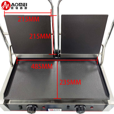 Roestvrij staal gietijzer Panini contact grill maker voor restaurant bakkerij snack 220v