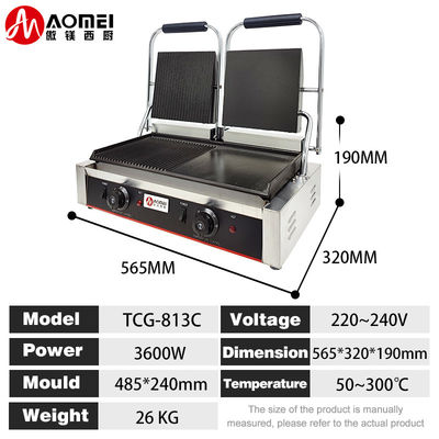 Commerciële elektrische gietijzer contact broodje Panini Press Maker Grill Griddle Machine