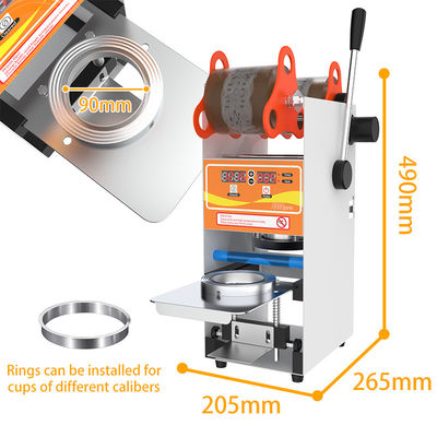 Bubble Tea Cup Sealer Verpakkingsmachine 205*265*490mm Cup Sealing Machine Capaciteit 1 kop