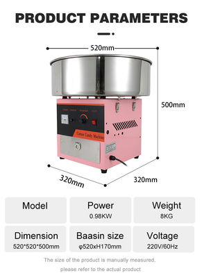 Elektrische verwarming Cotton Candy Machine Roestvrij staal Output Productnaam voor partijen