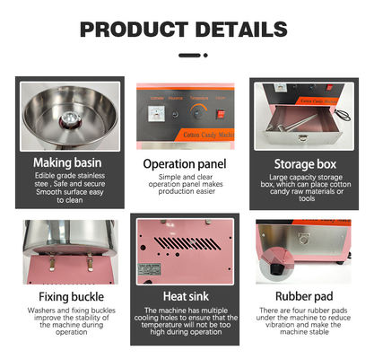 Elektrische verwarming Cotton Candy Machine Roestvrij staal Output Productnaam voor partijen