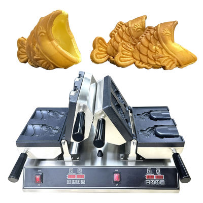 Double Waffle Maker ijsmachine met open mond visvorm en Timer 0-10 minuten